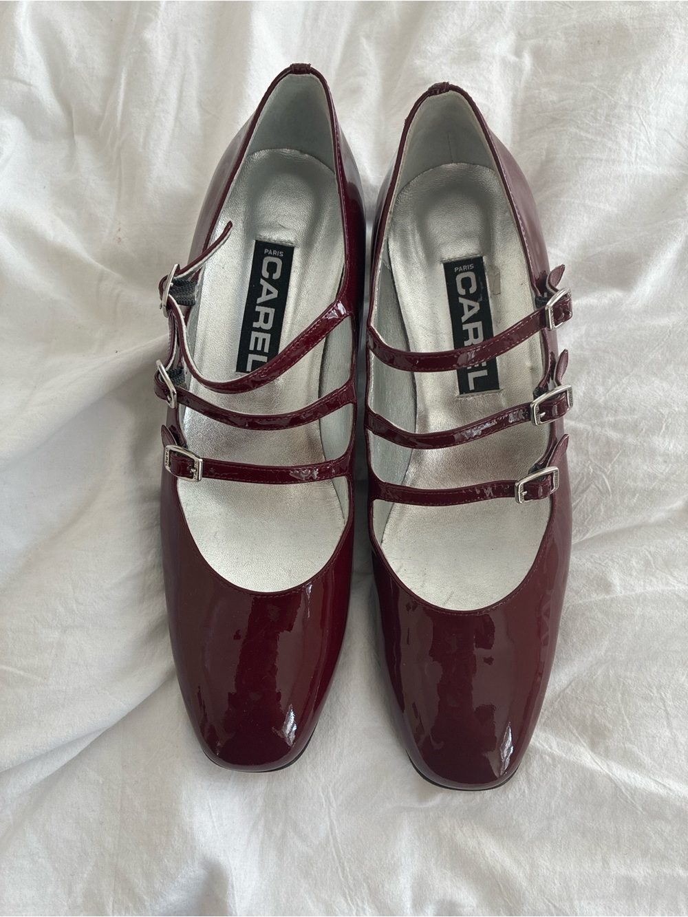 Carel Patent Burgundy Mary Janes 
Size 40.5